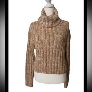 Urban Outfitters Chunky Cozy Ribbed Cowl Sweater Beige XS